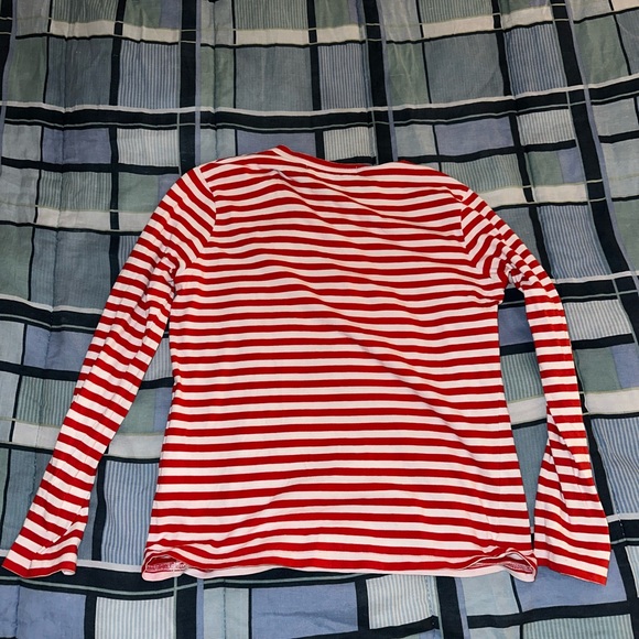 Commes Des Garcons Play Women's Big Red Heart Striped Red/White Size L - Picture 4 of 8
